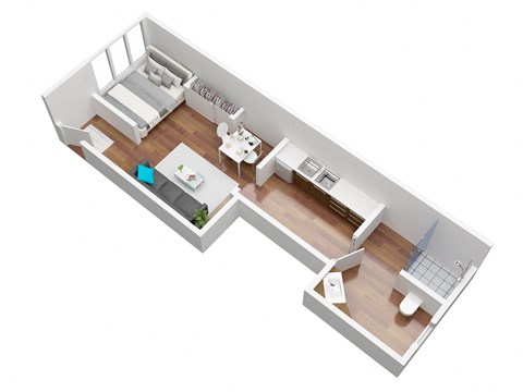 Floor plan for studio, 1 bath, 350 sqft
